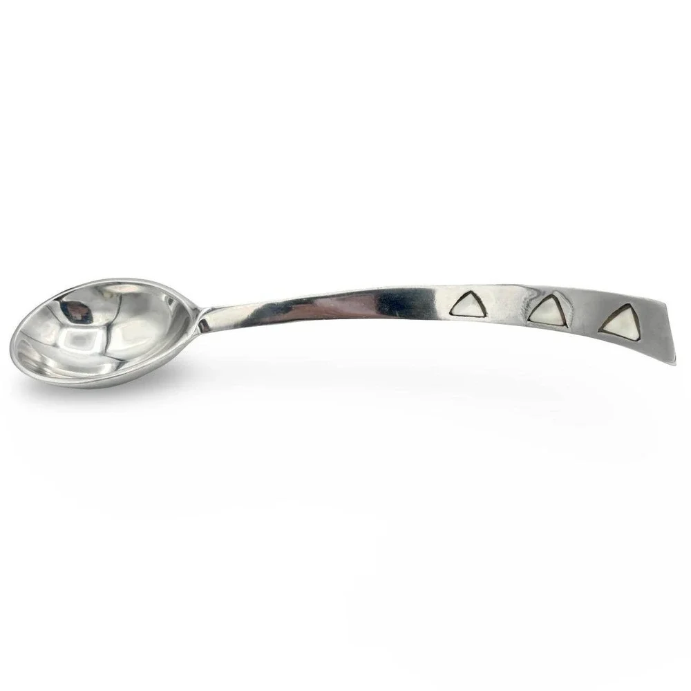 Towle Silversmiths Mother of Pearl Inlay Aluminum Salad Serving Spoon Silver MCM
